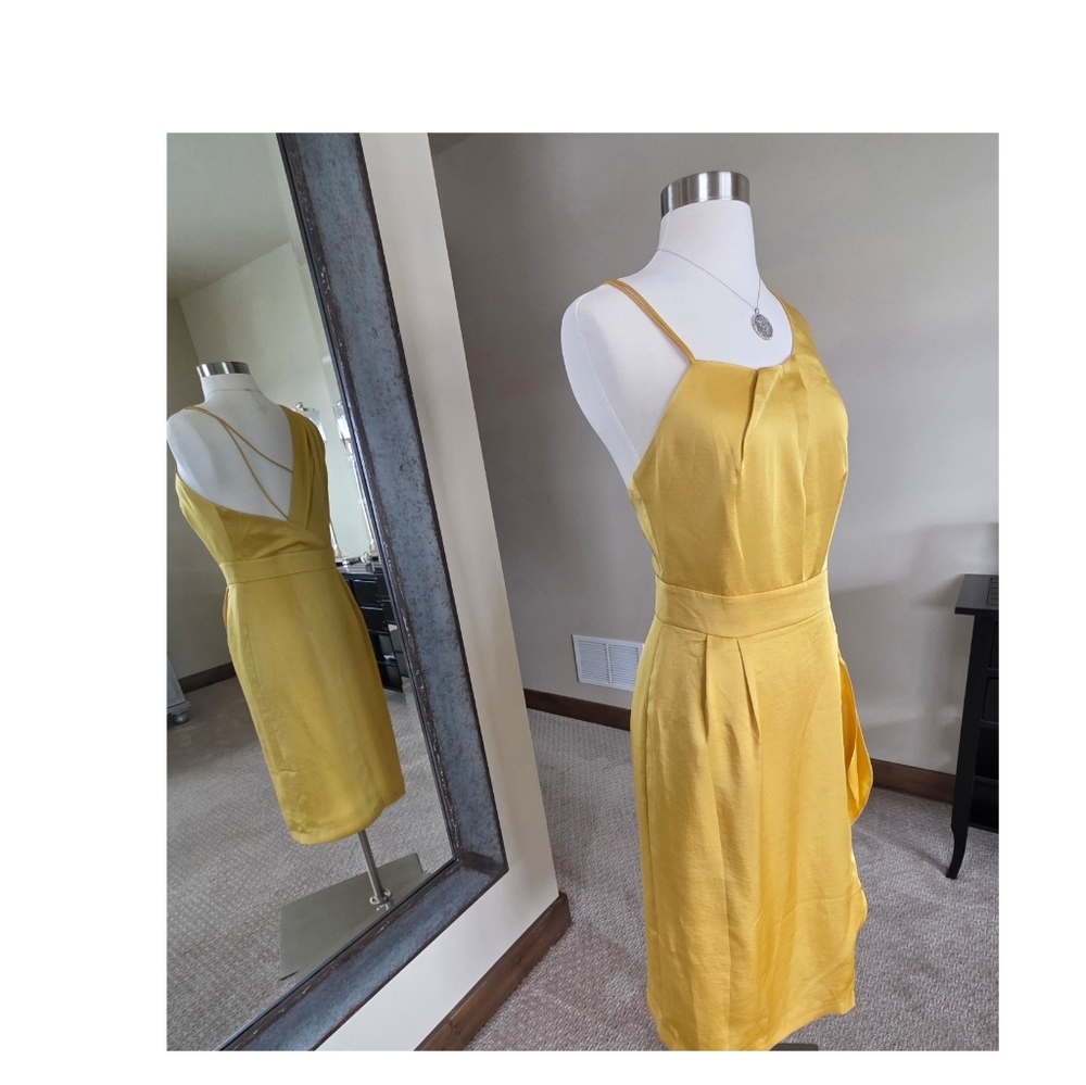 NWT Reiss Sara Asymmetric Yellow Cocktail Dress - Picture 6 of 8